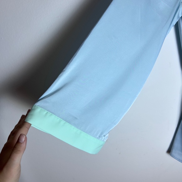 Savage x Fenty Icy Blue & Green Satin Mini Robe with Belt - Rhianna Lingerie - Picture 5 of 10